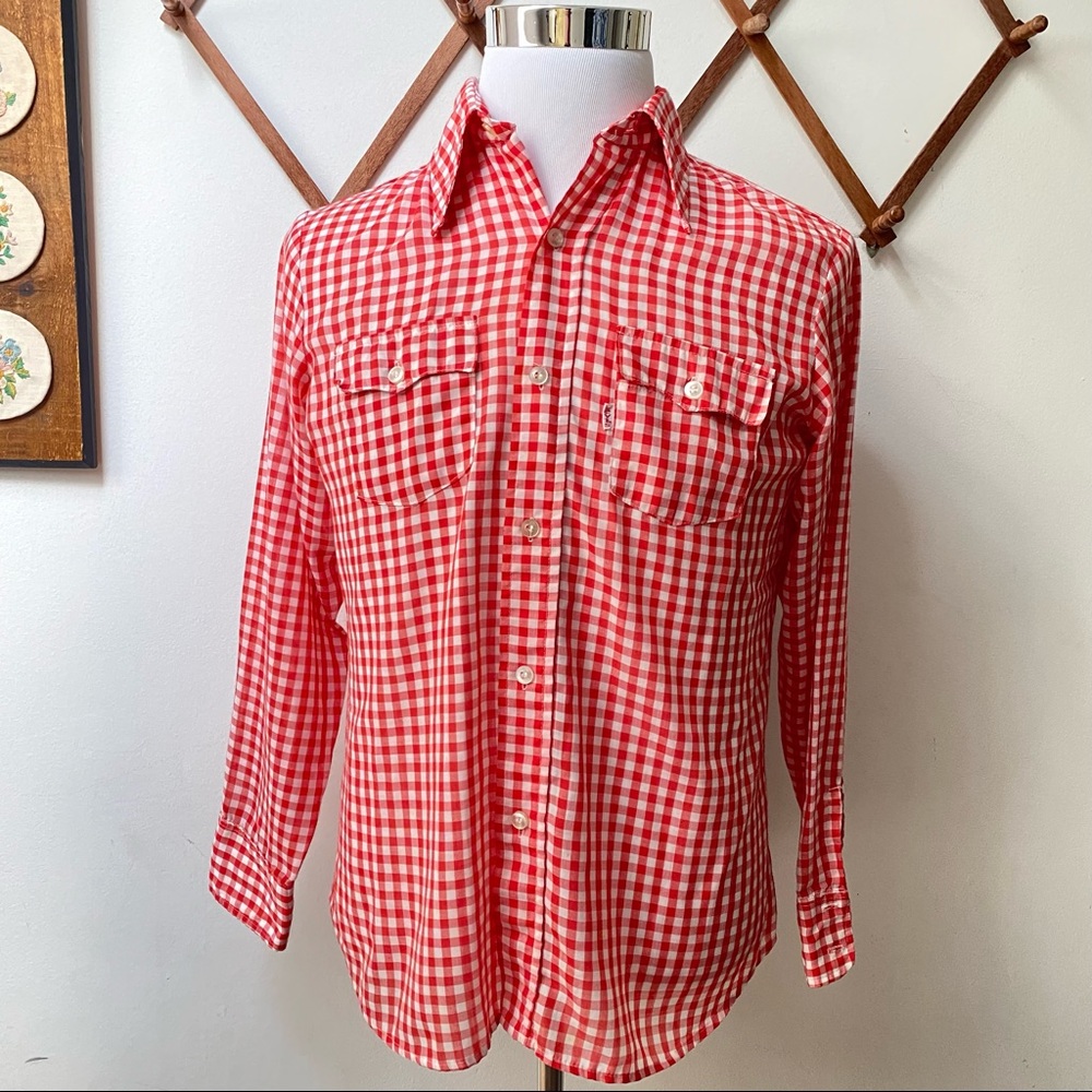 1970s Vintage Levi’s Checkered Western Button Down Shirt - Small